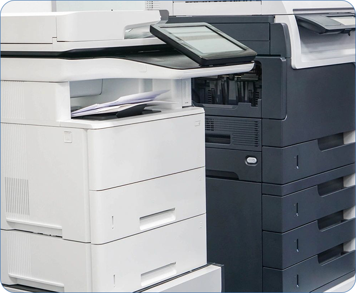 A black and white photo of some printer 's